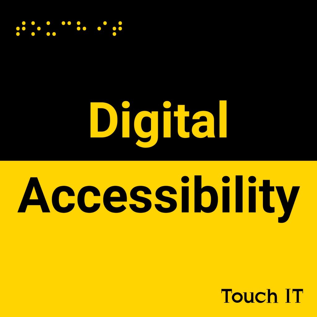 на желто-черном фоне надпись: Digital accessibility 